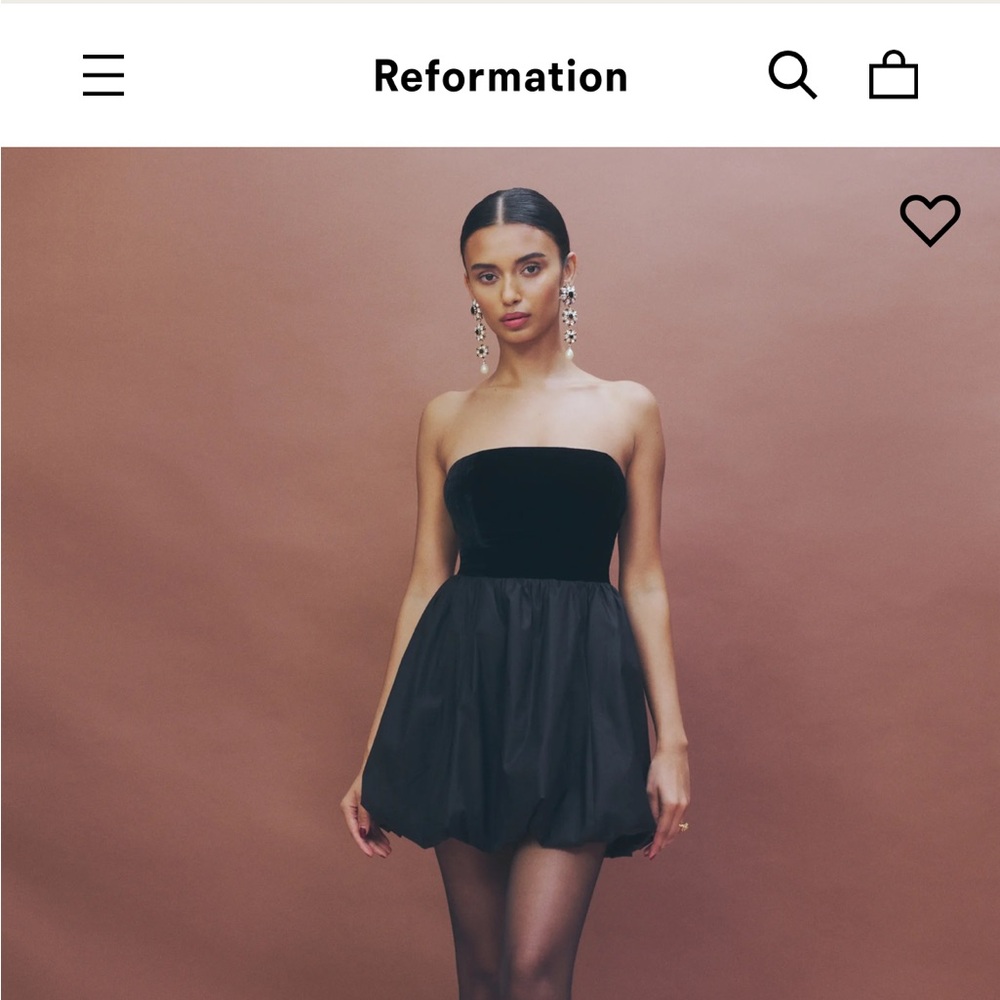 Reformation St Louis Velvet Dress - strapless bubble hem mini